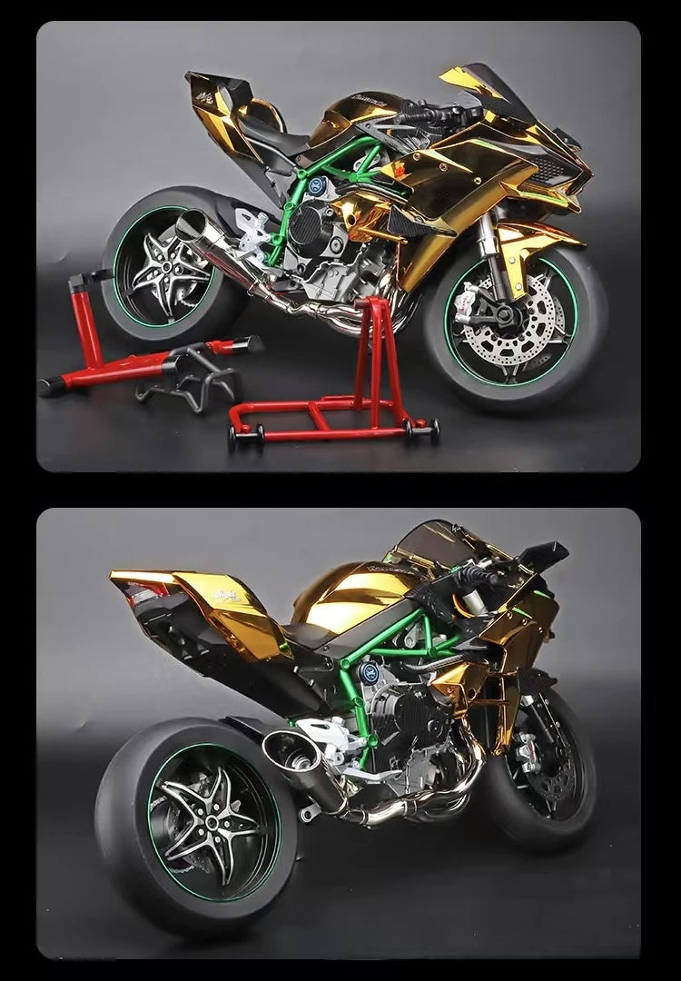 Ignition Start SuPer-Large high-End Spray Dynamic1:6 Kawasaki h2r Simulation Locomotive Motorcycle Alloy Car Model Oversized Toy