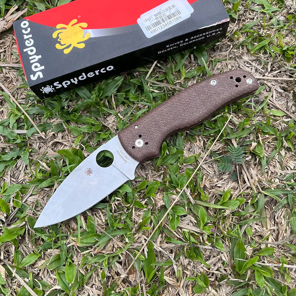 C-229 Ball Bearing Lock Tactical Folding Knife, G10/ Linen Handle, EDC Hiking, Hunting, Self Defense and Survival Utility Tools