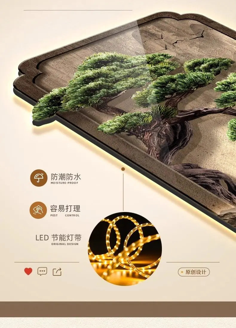 LED Light Painting Entrance Decoration Painting High-end Wall Lamp Landscape Painting Wabi Sabi Style Hallway Hanging Painting
