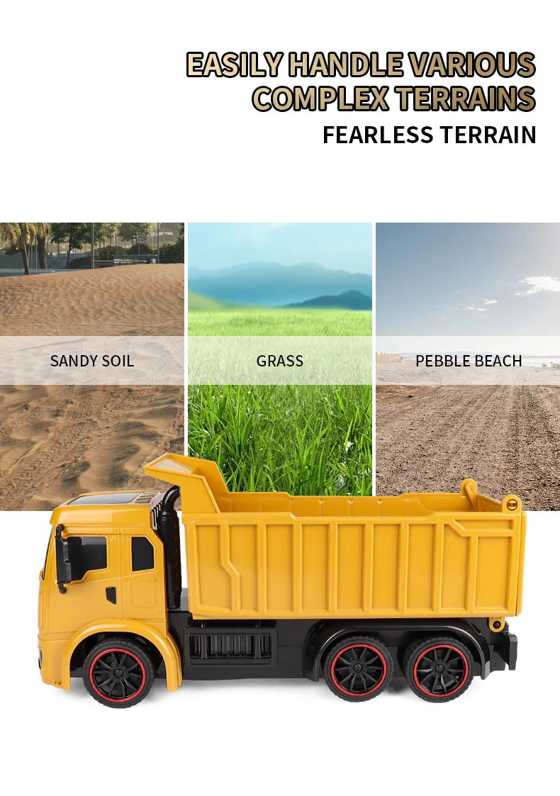 New 4WD Professional Remote Control Excavator Alloy Dump Truck Bulldozer Model RC Car Construction Vehicle Toys Children Gifts