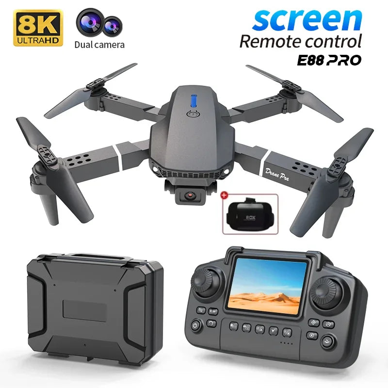 Professional Drone E88 PRO 8K HD Wide-Angle Camera WiFi FPV Height Hold Foldable RC Drone Quadrotor Helicopter Children's Toys