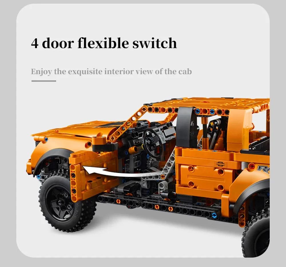 Creative Ford Raptors F-150 Truck Sports Car MOC 1379pcs Technical Racing Car Bricks Model Building Assemble Kit Adults Gift
