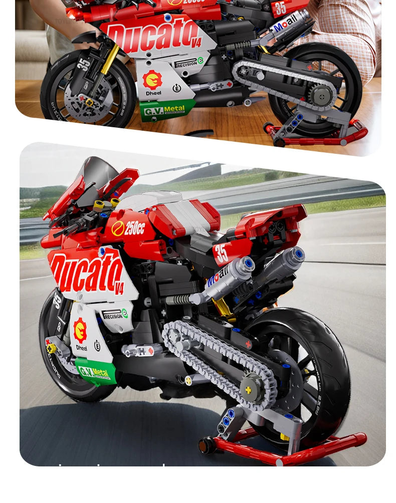 ToylinX 883pcs Motorcycle Building Set 1:10 Model Kit Building Block Car for Kid Adults Festive Gifts Christmas Halloween Easter