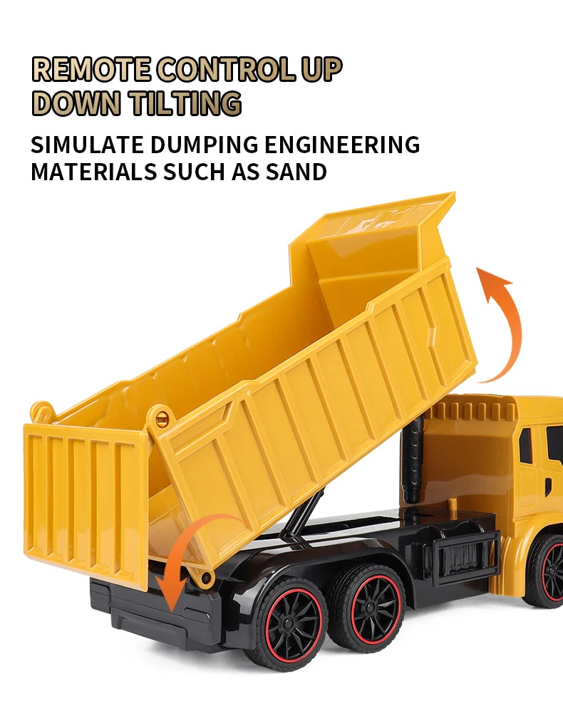 New 4WD Professional Remote Control Excavator Alloy Dump Truck Bulldozer Model RC Car Construction Vehicle Toys Children Gifts
