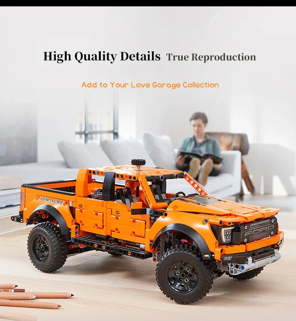 Creative Ford Raptors F-150 Truck Sports Car MOC 1379pcs Technical Racing Car Bricks Model Building Assemble Kit Adults Gift