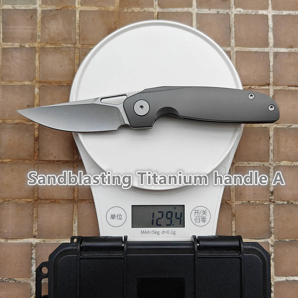 JUFULE HMC Transient 3.2" Flipper Titanium 154CM Steel Ceramic Bearing Pocket EDC Tool Camping Hunting Tactical Folding Knife