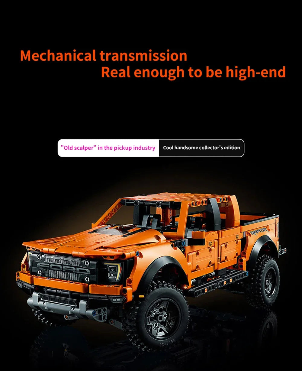 Creative Ford Raptors F-150 Truck Sports Car MOC 1379pcs Technical Racing Car Bricks Model Building Assemble Kit Adults Gift