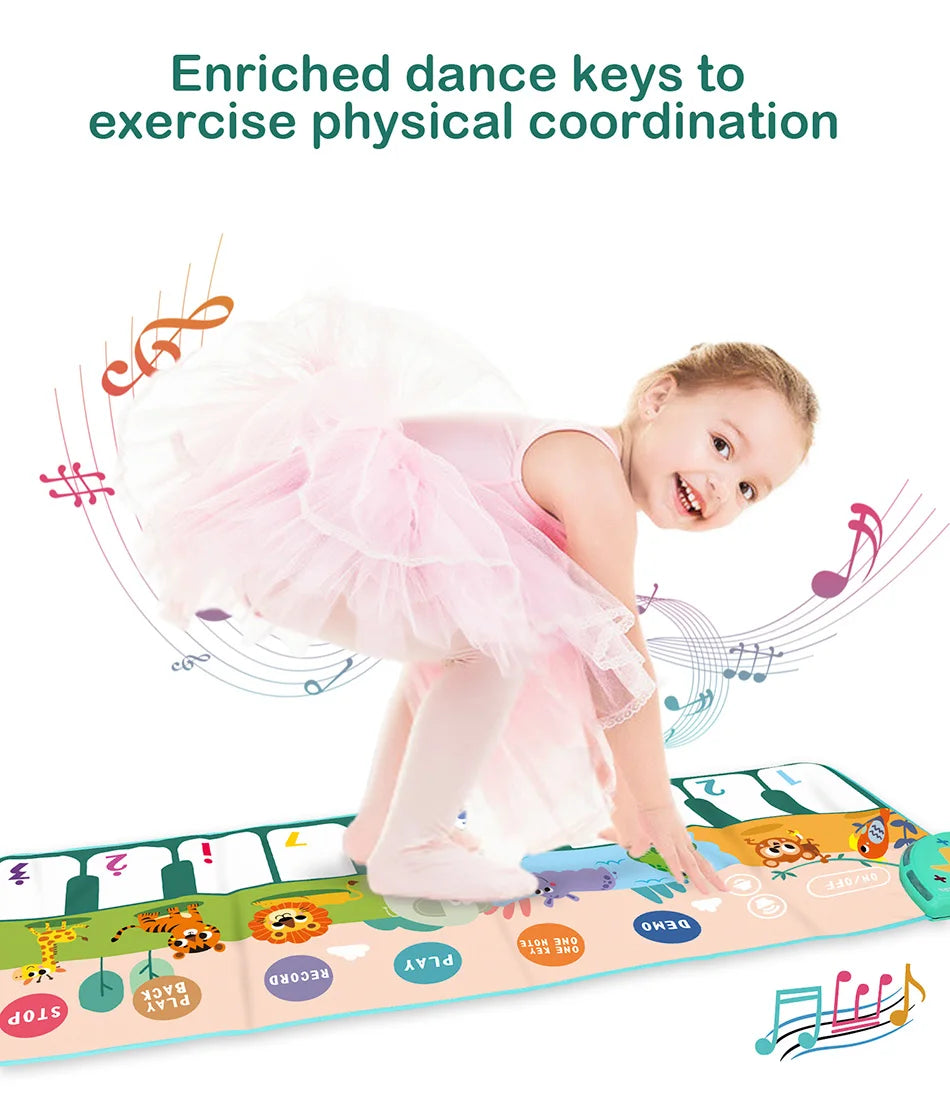 Coolplay Musical Piano Mat for Kids Toddlers Floor Keyboard Dance Mat with 8 Animal Sounds Baby Mat Educational Toys
