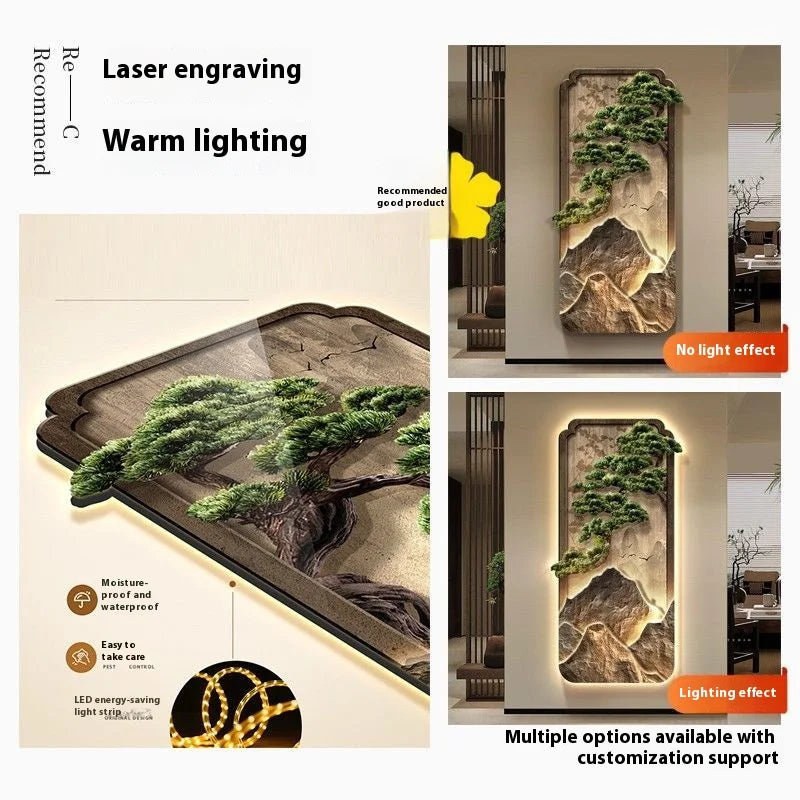 LED Light Painting Entrance Decoration Painting High-end Wall Lamp Landscape Painting Wabi Sabi Style Hallway Hanging Painting