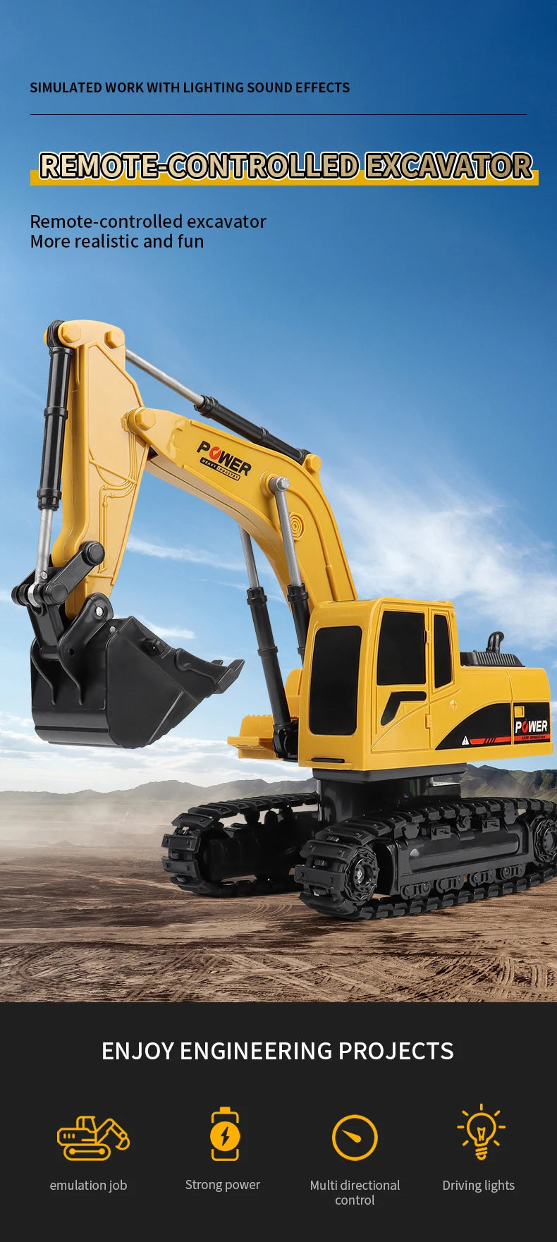 ZWN 2.4G 6/5CH Remote Control Excavator RC Model Car Toy Professional Alloy Plastic Simulation Construction Vehicle For Kid Gift