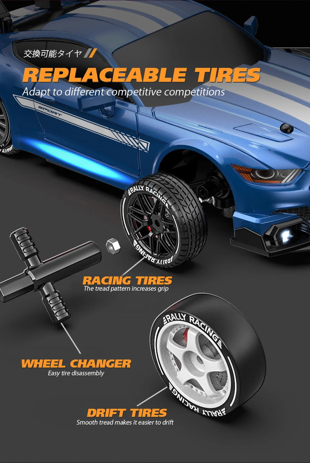 1:24 High Speed RC Drift Car 2.4G 4WD Remote Control Mini Racing Car Competition Race Car Toy for Children