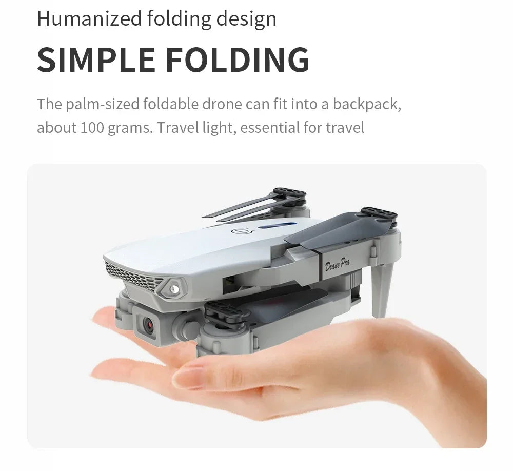 Professional mini remote control drone E88 4K HD aerial camera WiFi FPV foldable quadcopter RC helicopter Children's toy Gift