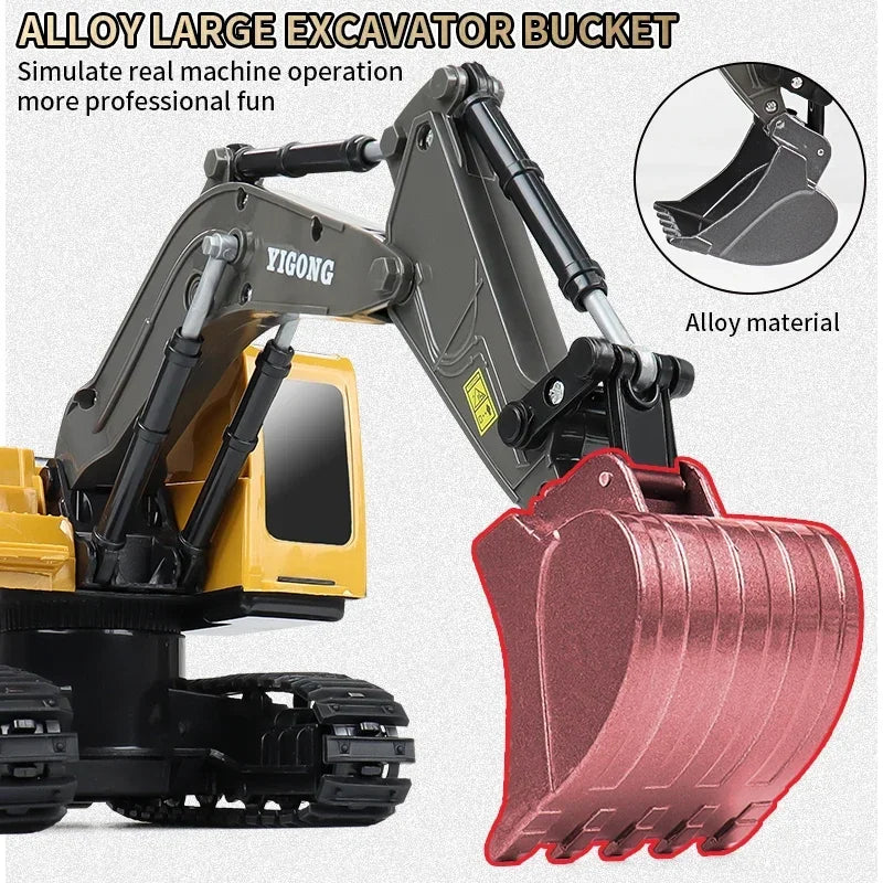 New 4WD Professional Remote Control Excavator Alloy Dump Truck Bulldozer Model RC Car Construction Vehicle Toys Children Gifts