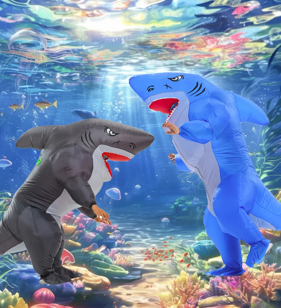 Adult Inflatable Muscle Shark Costume Funny Character Cosplay Mascot Halloween Beach Party Props Costume