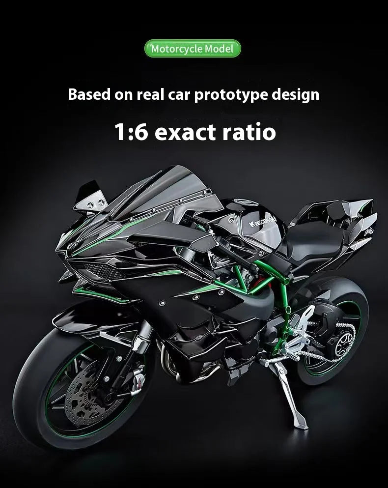 Ignition Start SuPer-Large high-End Spray Dynamic1:6 Kawasaki h2r Simulation Locomotive Motorcycle Alloy Car Model Oversized Toy