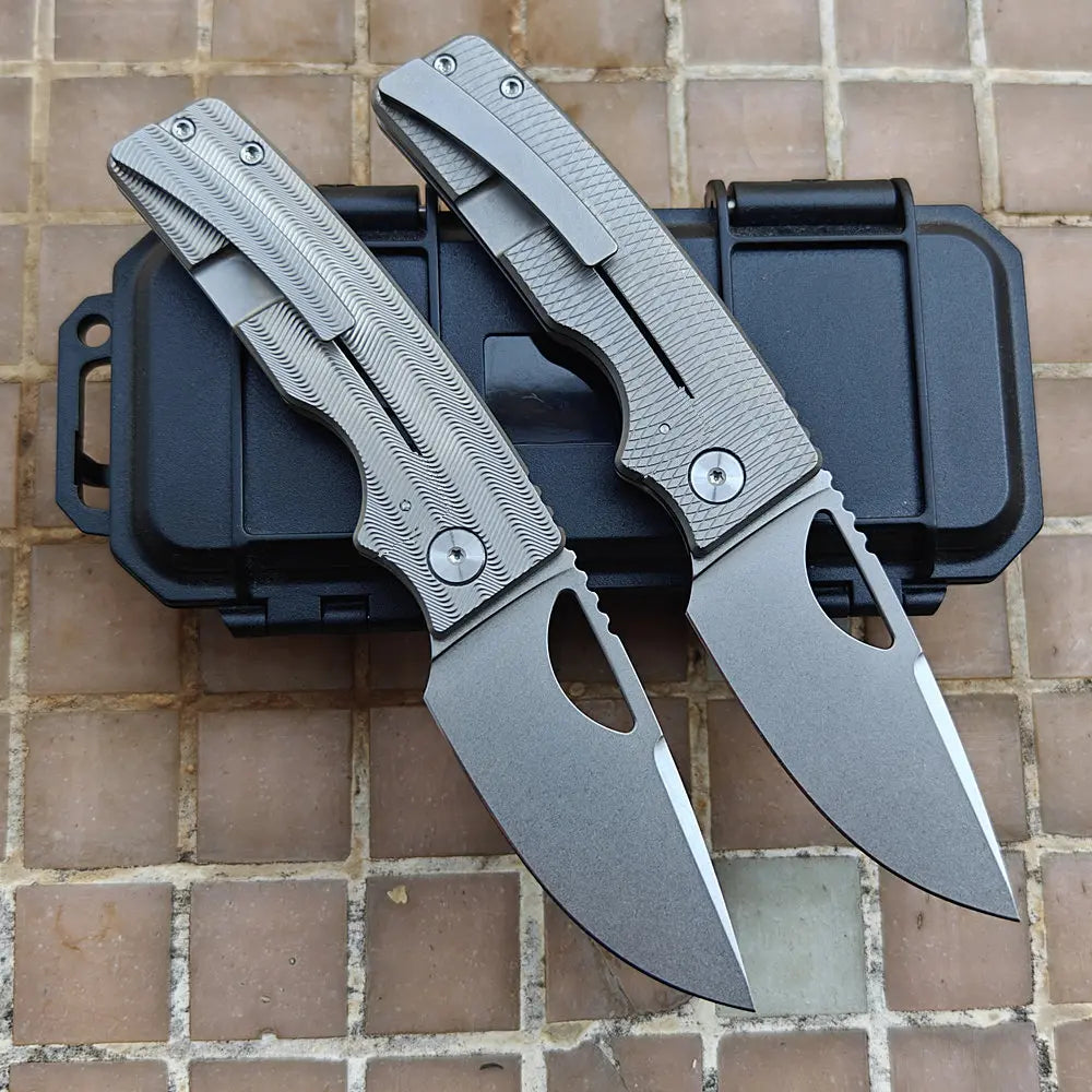 JUFULE Made OZ Rosie Titanium Handle 60+ HRC 154CM Steel Ceramic Bearing Tactical EDC Tool Camping Hunting Outdoor Folding Knife