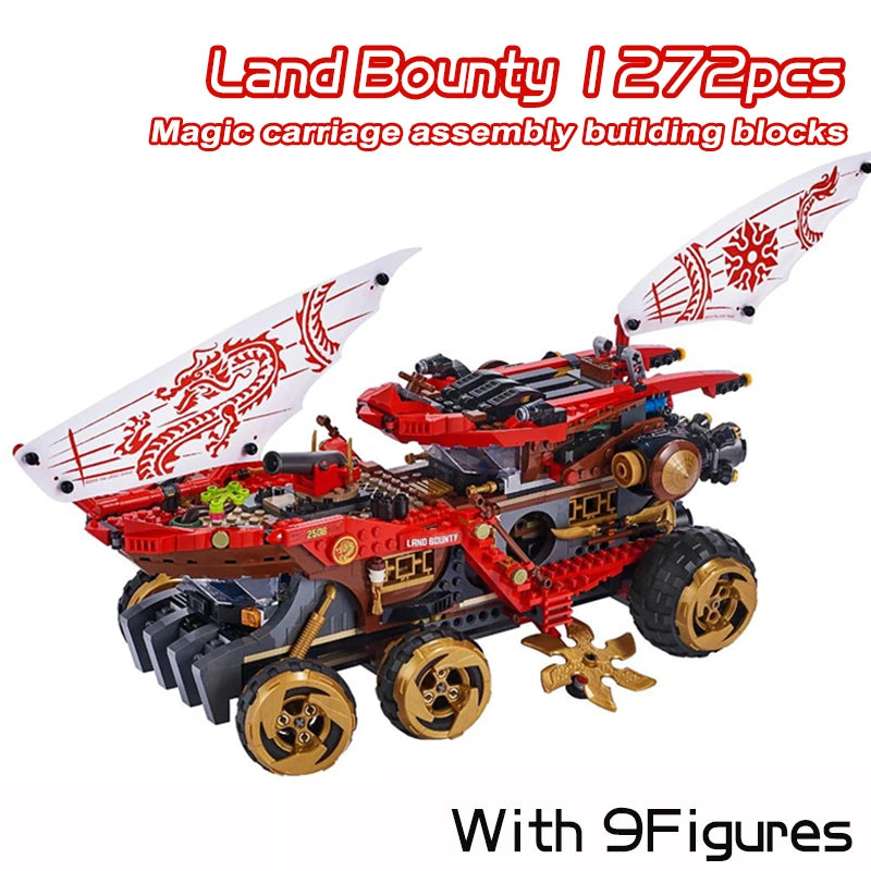 Phantom Series Reward Land Chariot Aircraft Transformed into Mecha Samurai Minifigure Dragon Assembled Building Block Toy Gift