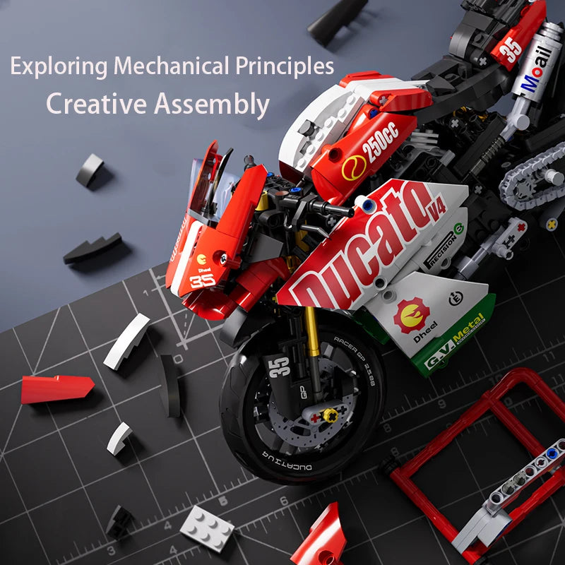 Famous V4 Motorcycle Building Blocks Set Super Motorbike Model Kit Technical Racing Kids Assembled Toys Gifts For Boys And Girls
