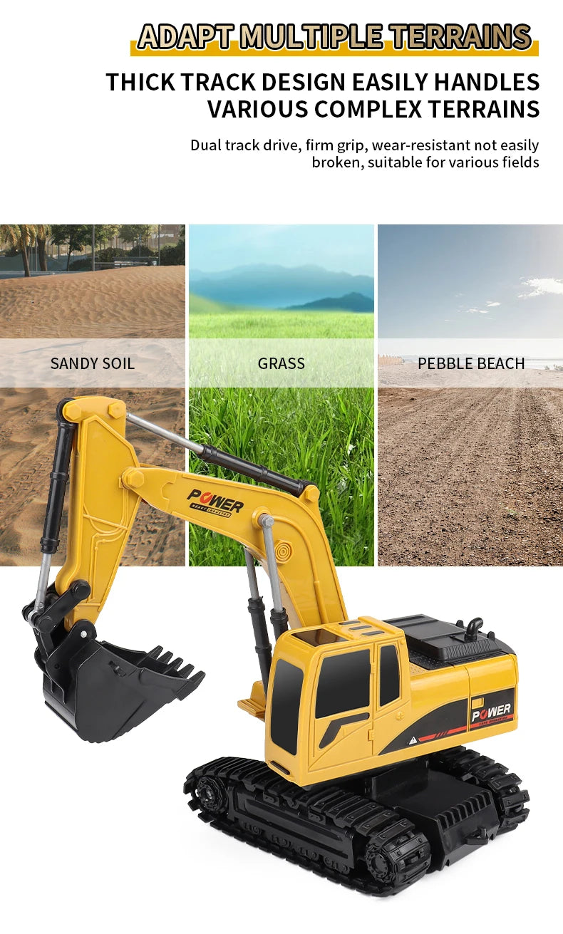 ZWN 2.4G 6/5CH Remote Control Excavator RC Model Car Toy Professional Alloy Plastic Simulation Construction Vehicle For Kid Gift