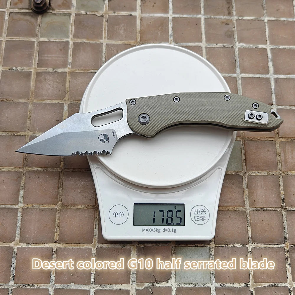 JUFULE 2025 Manual Stitch Textured G10 Handle Deep Carry Clip Mark M390MK Blade Hunting Fish EDC Tool Folding Camp Pocket Knife
