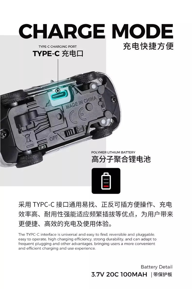 WLtoys 6401 FPV RC Mini Vehicle Full Scale Photo Self-stabilising Rear Drive Small Car Model 1:64 720P Remote Control Car