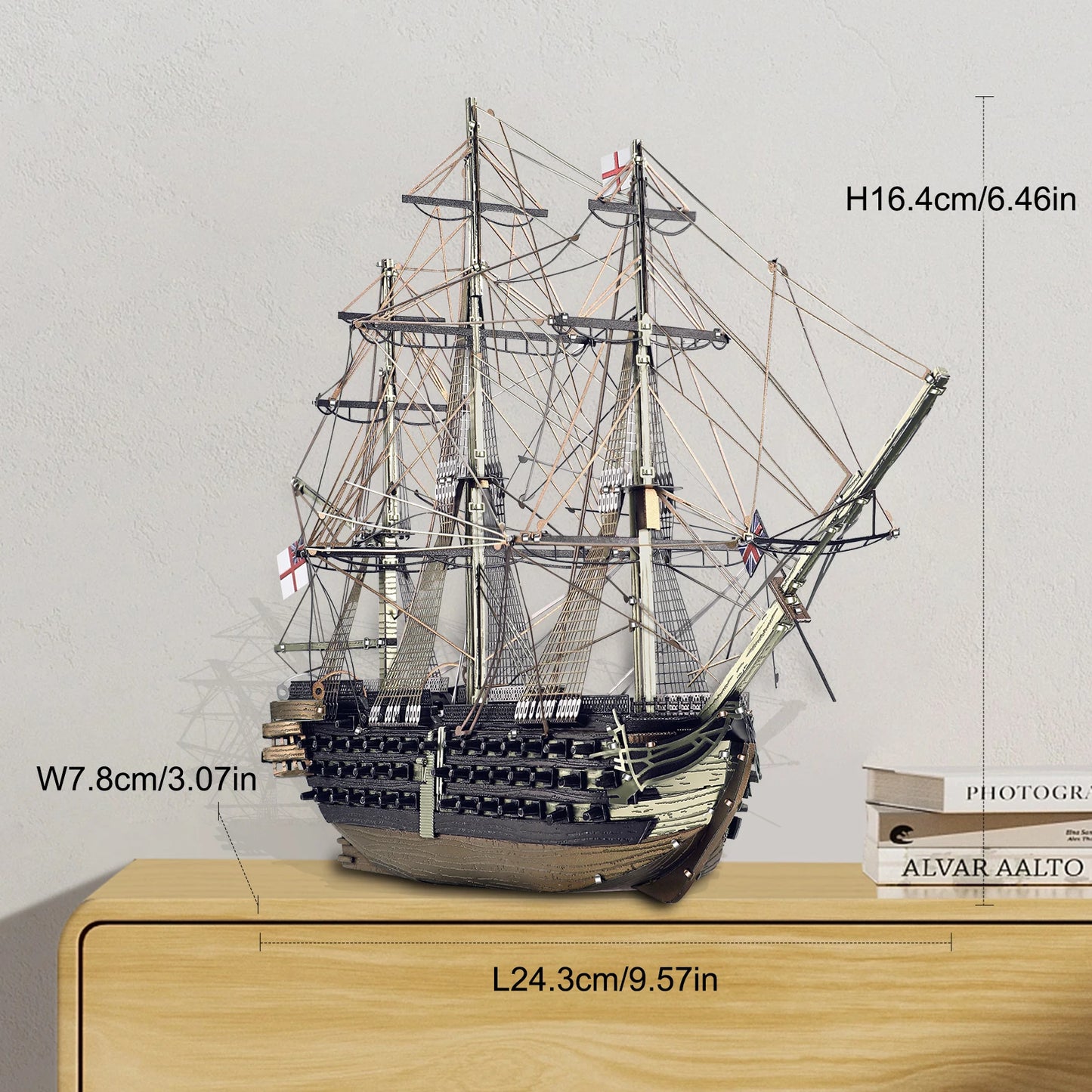 Piececool 3D Metal Puzzles HMS Victory Ship Model Jigsaw Set Assembly Model Kits for Adult Brain Teaser DIY Boat for Collection
