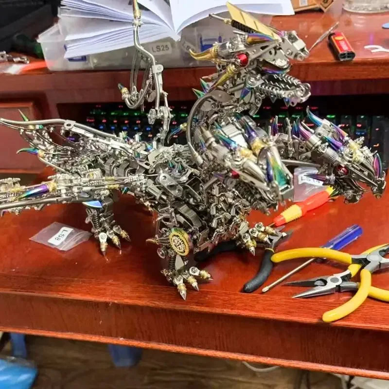Three-headed dragon 3D three-dimensional metal mechanical assembly handmade model toy birthday gift for boy friends