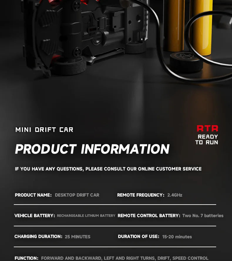 1:64 Desktop RC Drift Car 2.4G High-Speed Racing Car Four-Wheel Mini Desktop Remote Control Car Electric Toy for game party gift