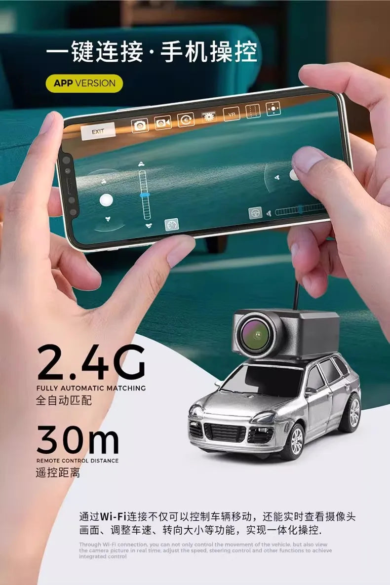 WLtoys 6401 FPV RC Mini Vehicle Full Scale Photo Self-stabilising Rear Drive Small Car Model 1:64 720P Remote Control Car