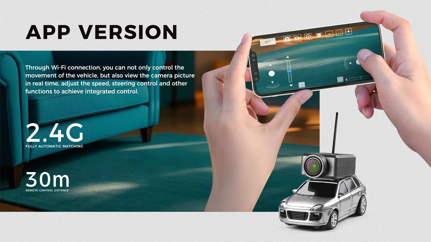 WLtoys 6401 1/64 Mini RC Car With Wifi APP Control,720P FPV Camera,Full Scale Built In Gyroscope VR Videography Toys for Kids