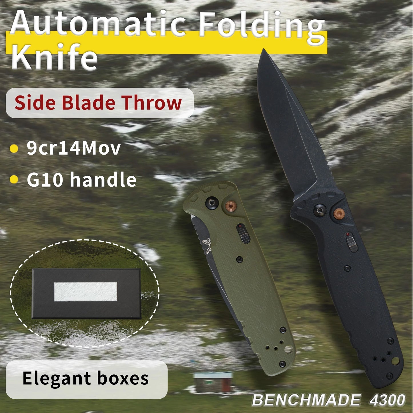 Outdoor Survival Folding Knife, EDC Knife, D2 Steel G10 Handle, BM Knife 4300 Knife Fan Collector, Suitable for Survival Hunting