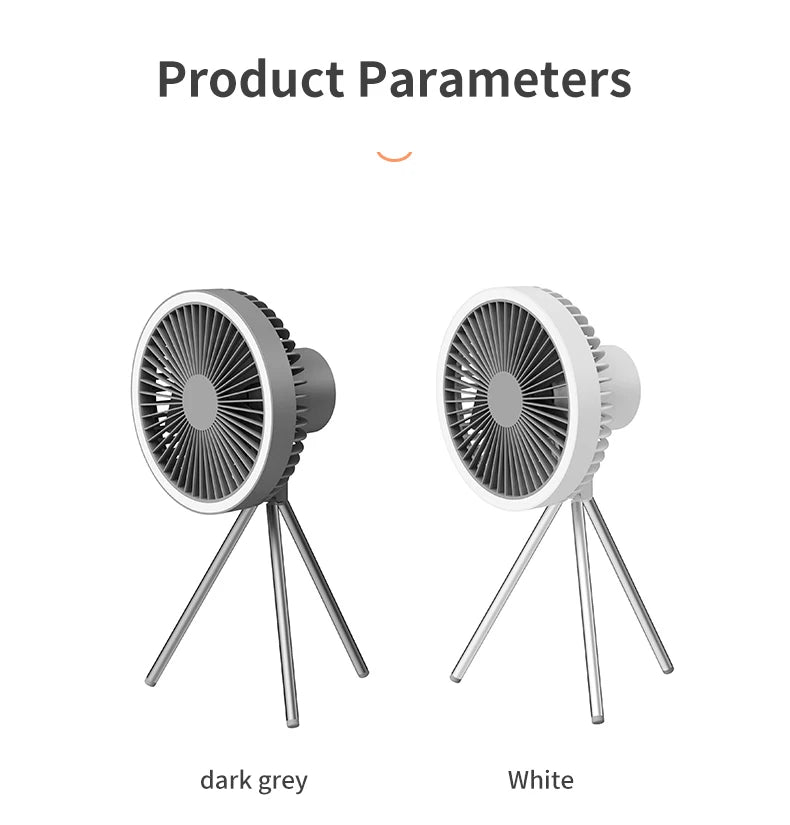 10000mAh Camping Fan Rechargeable Desktop Portable Circulator Wireless Ceiling Electric Fan with Power Bank LED Lighting