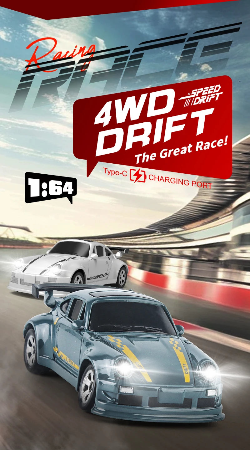 New 4WD 2.4GHZ RC Simulation Mini Drift Car Palm Racing Model Desktop Toys 1/64 Scale Remote Control Car Gift For Children Boys