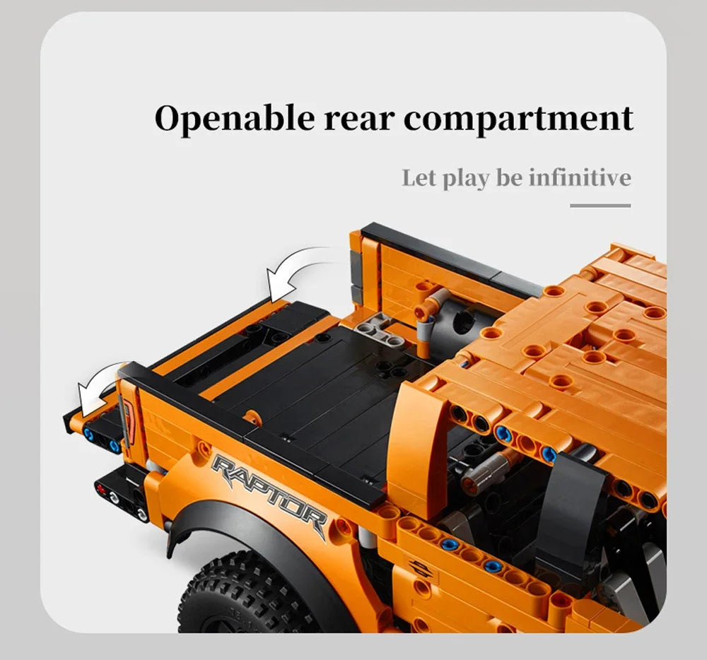 Creative Ford Raptors F-150 Truck Sports Car MOC 1379pcs Technical Racing Car Bricks Model Building Assemble Kit Adults Gift