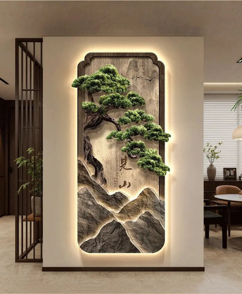 LED Light Painting Entrance Decoration Painting High-end Wall Lamp Landscape Painting Wabi Sabi Style Hallway Hanging Painting