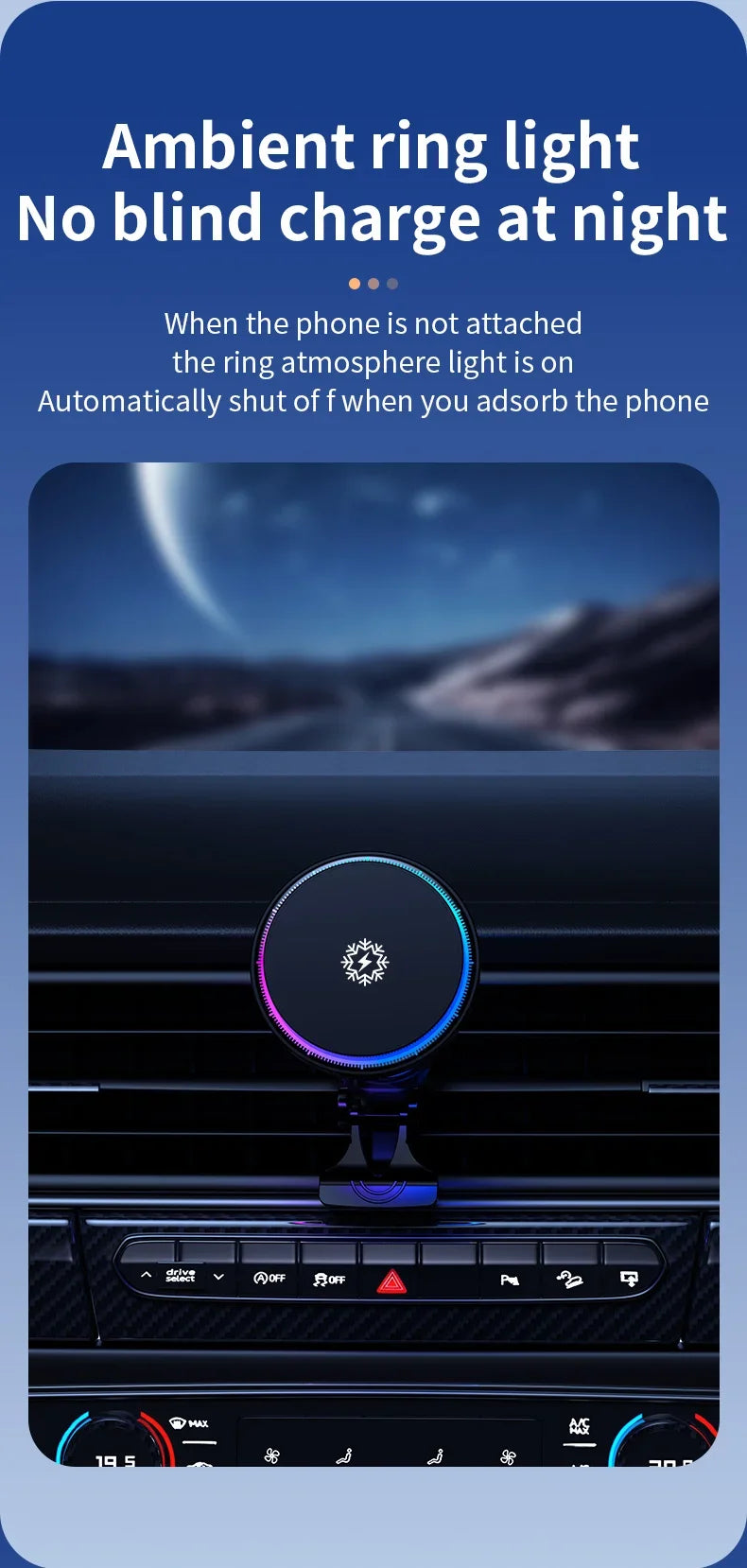 Ice Cooling Magnetic Wireless Car Charger Fast Charging Station for iPhone15 14 13 12 Pro Max 15W Magnet Car Phone Holder Stand