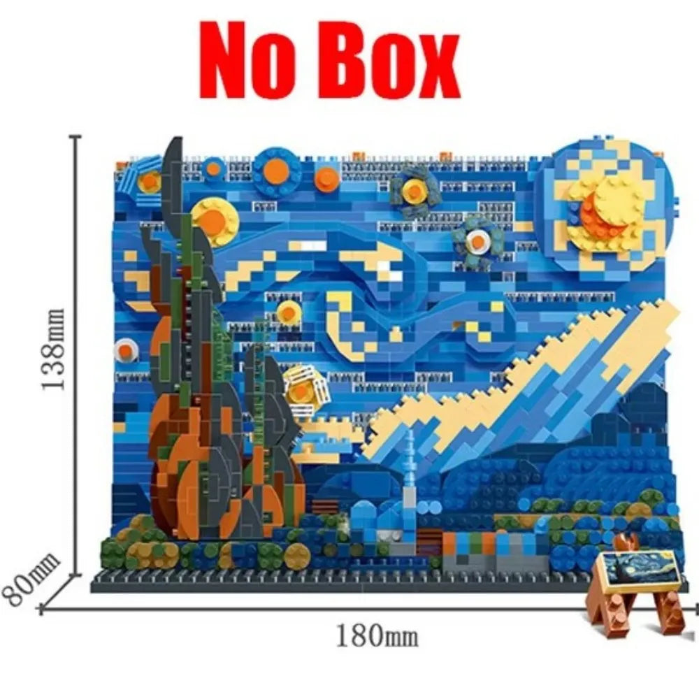 World famous painting Kanagawa surfing starry night ukiyo-e puzzle building block decoration creative assembly toy gift