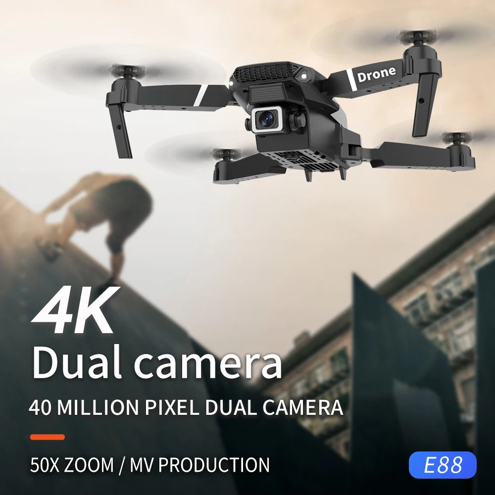 KBDFA 2024 New E88 Pro WIFI FPV Drone Wide Angle HD 4K 1080P Camera Height Hold RC Foldable Quadcopter Dron Helicopter Toys Gift