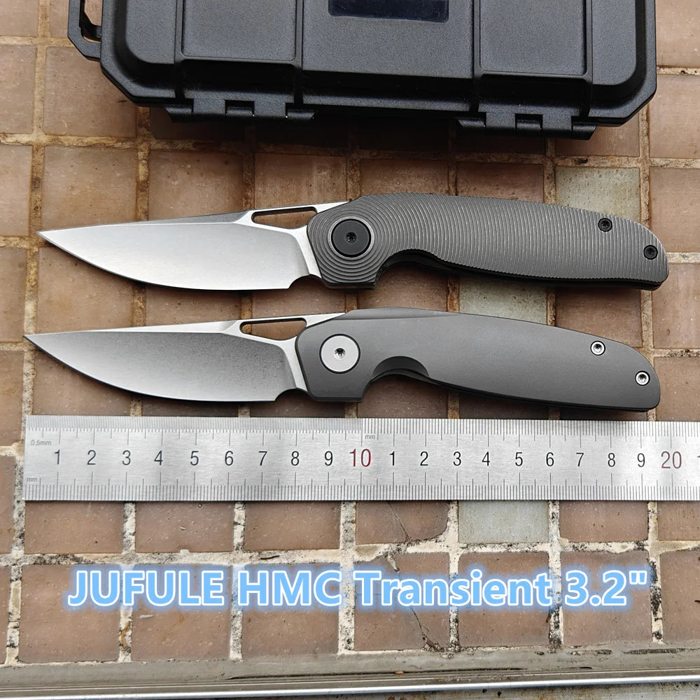 JUFULE HMC Transient 3.2" Flipper Titanium 154CM Steel Ceramic Bearing Pocket EDC Tool Camping Hunting Tactical Folding Knife