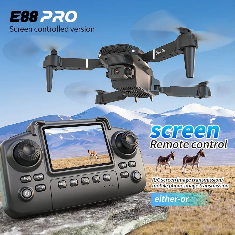 Professional Drone E88 PRO 8K HD Wide-Angle Camera WiFi FPV Height Hold Foldable RC Drone Quadrotor Helicopter Children's Toys