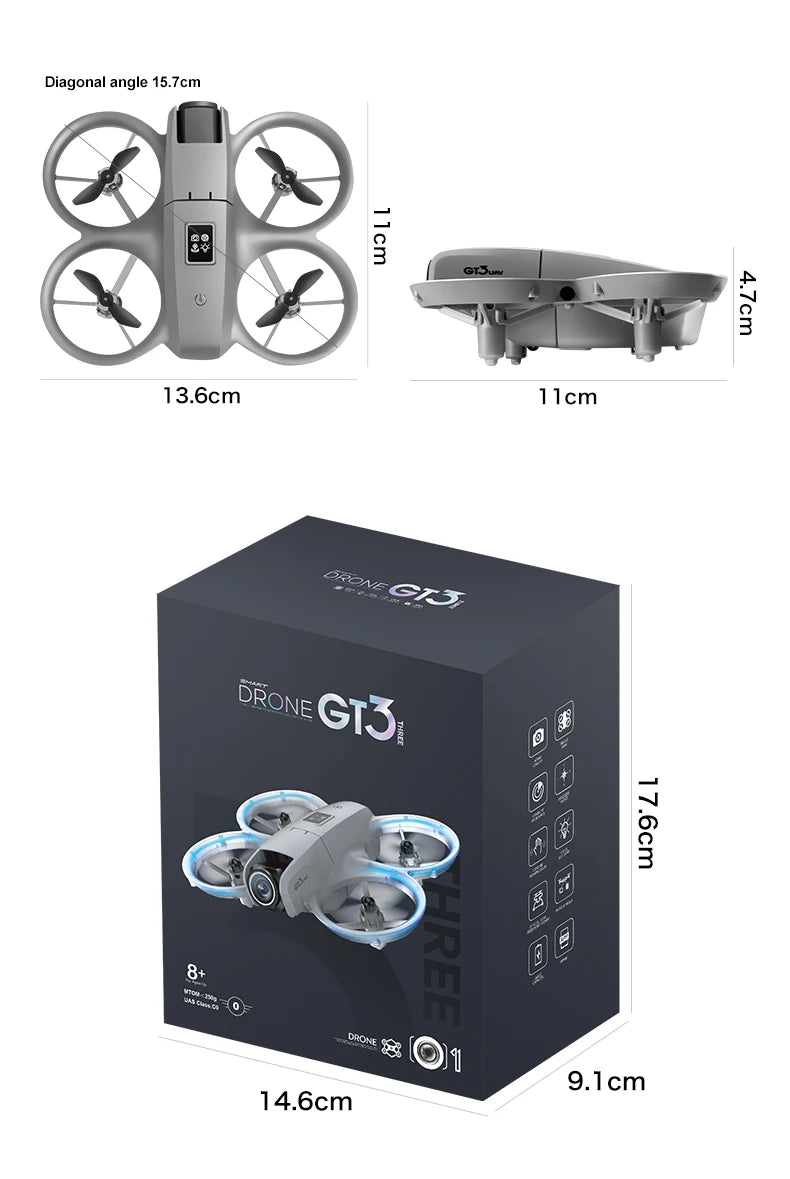 Gt3 Mini Drone 8k Camera 180° ESC Optical Flow Positioning WIFI Aerial Photography Remote Control Aircraft G-safe Drone Toy Gift