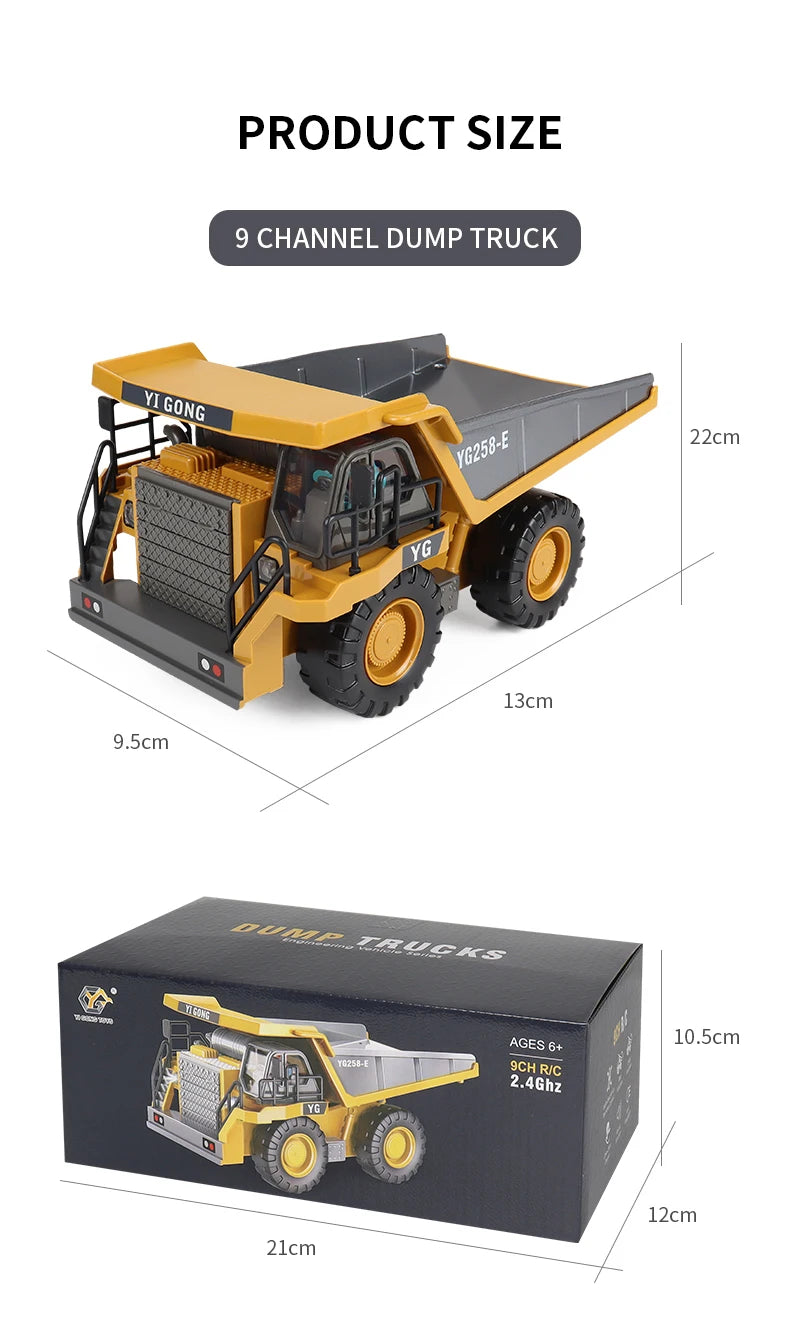 New 4WD Professional Remote Control Excavator Alloy Dump Truck Bulldozer Model RC Car Construction Vehicle Toys Children Gifts