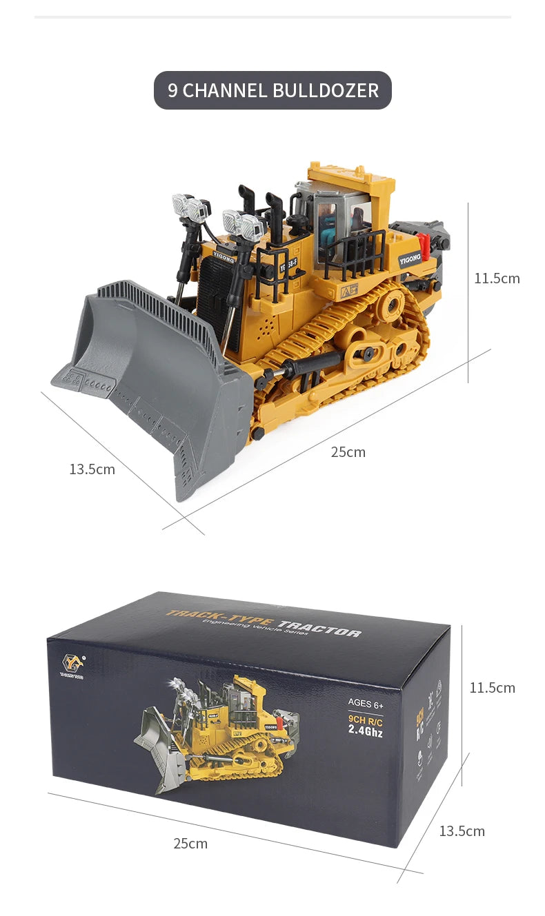 New 4WD Professional Remote Control Excavator Alloy Dump Truck Bulldozer Model RC Car Construction Vehicle Toys Children Gifts