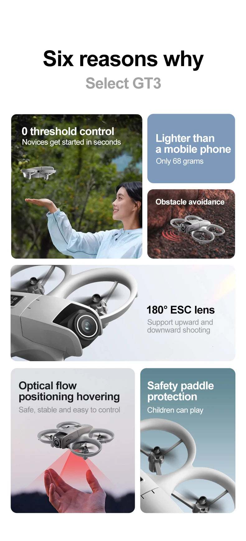 Gt3 Mini Drone 8k Camera 180° ESC Optical Flow Positioning WIFI Aerial Photography Remote Control Aircraft G-safe Drone Toy Gift