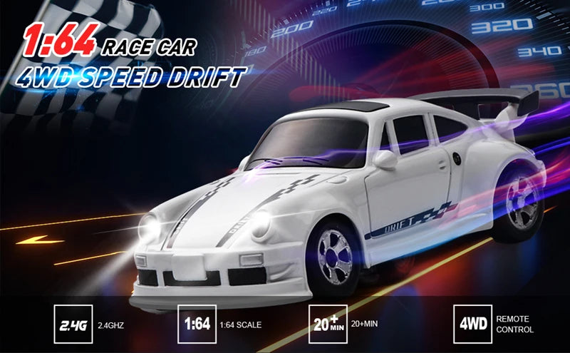 1/64 2.4G High speed Drift Rc Car 4WD Remote Control Car Four Wheel Drive Radio Controlled Mini RTR Racing Model Boy Toy Gift