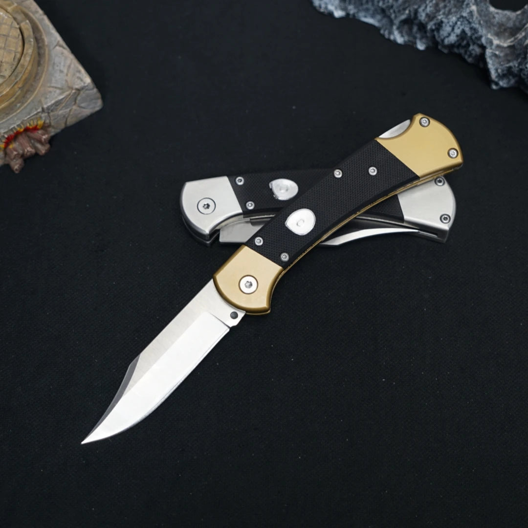 Stainless steel folding knife with carbon fiber handle, suitable for camping, fishing, hiking, survival, men's and women's gifts