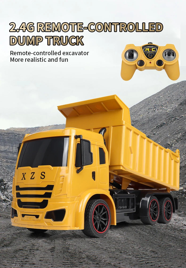 New 4WD Professional Remote Control Excavator Alloy Dump Truck Bulldozer Model RC Car Construction Vehicle Toys Children Gifts