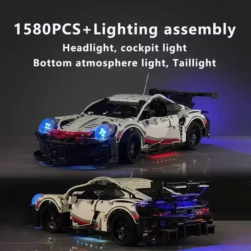 New 1580PCS Remote Control Car Building Set 1:10 Technical Sport Racing Car Building with Motor and Led Light Kit Toy Adult Gift