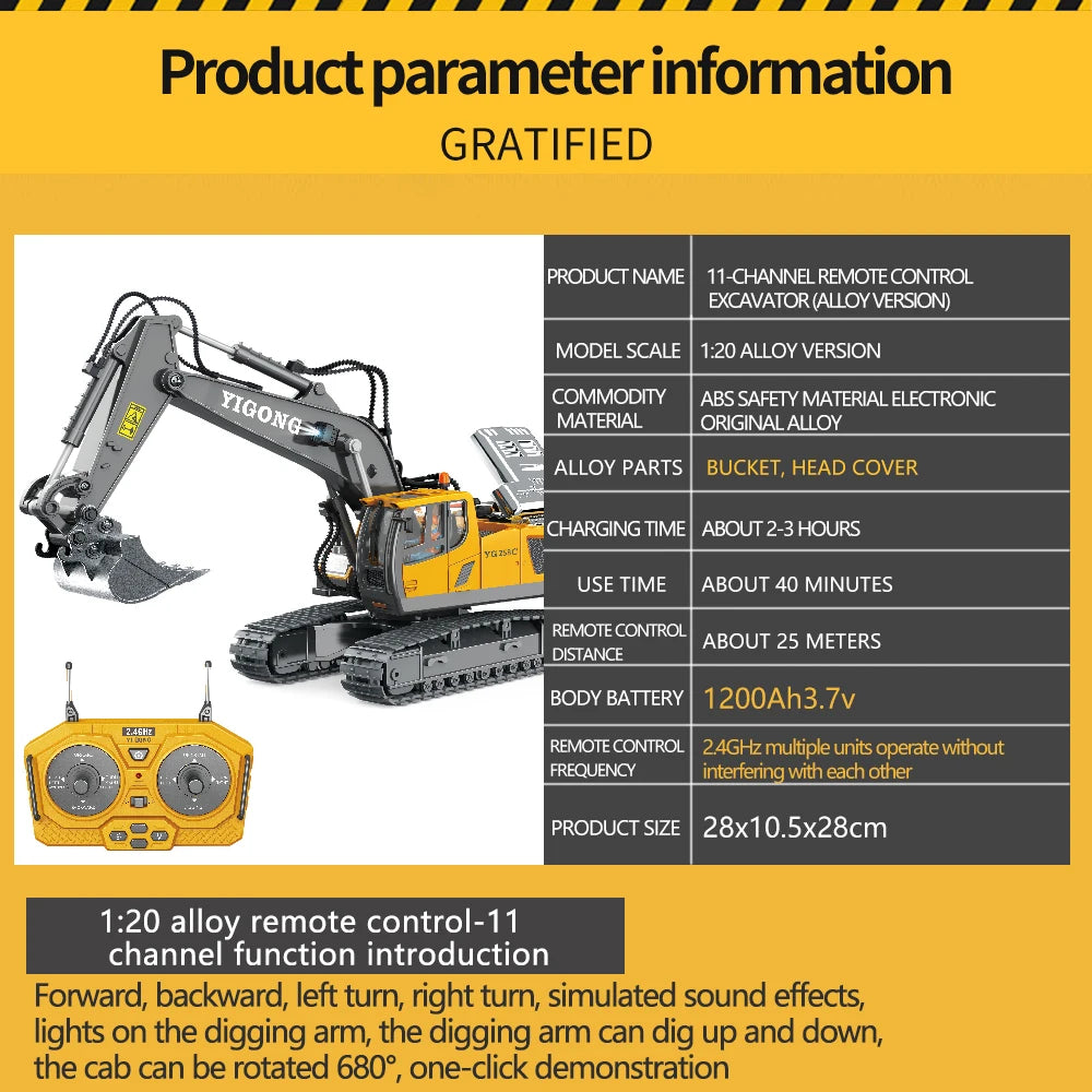 RC Excavator RC CRA Children Toys Remote Control Excavator Toys Kids Radio Control Dump Truck Bulldozer Electric Car Toys Gift