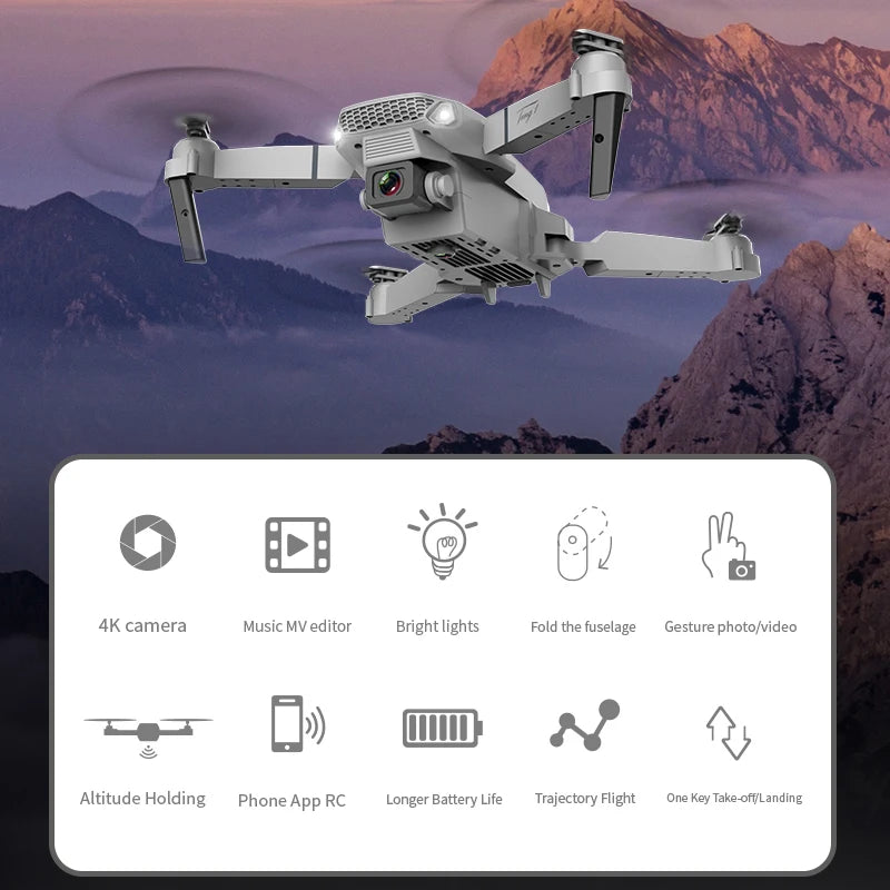 KBDFA 2024 New E88 Pro WIFI FPV Drone Wide Angle HD 4K 1080P Camera Height Hold RC Foldable Quadcopter Dron Helicopter Toys Gift